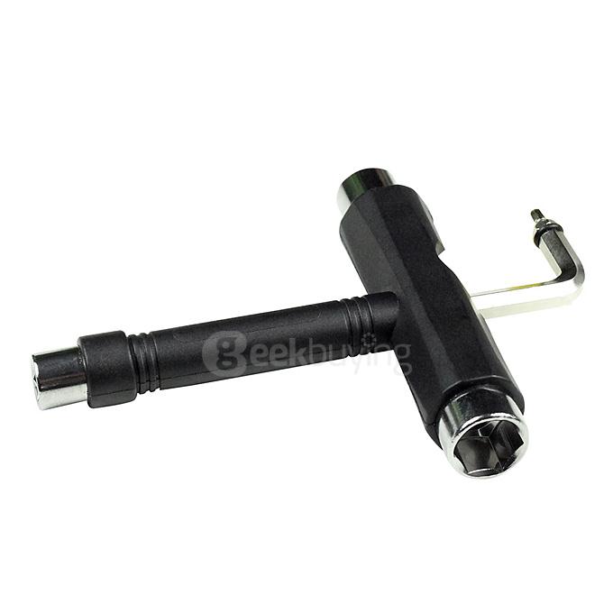 Skate T TOOL Skateboard Universal T Wrench Longboard Tools Mini T Wrench Spanner - Black