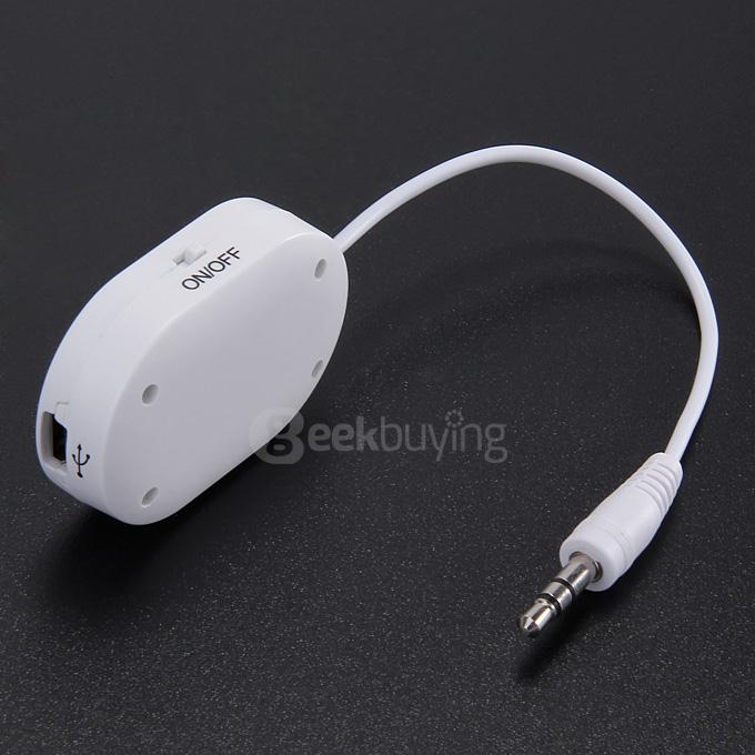 BM-E9 Bluetooth Stereo Audio Receiver Hi-Fi A2DP BM-E9 BT3.0 AUX Car Kit With 3.5MM Adapter/ Built-in Battery - White