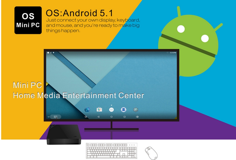 i68 Android 5.1 4K TV BOX Rockchip RK3368 Octa Core 1G/8G 2.4G WIFI LAN BT4.0 KODI HDMI H.265