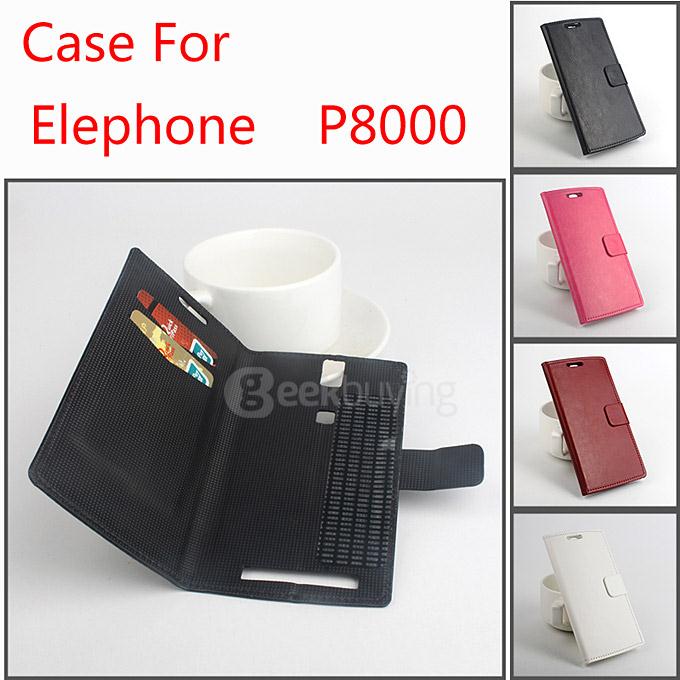 Protective Hard Cover Flip Stand Leather Case for Elephone P8000 Smartphone - White
