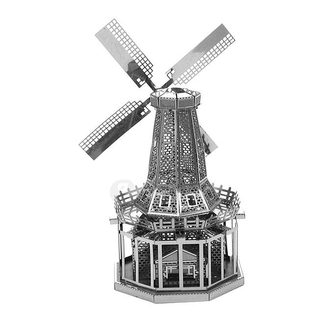 MINI DIY 3D Nanometal Model Dutch Windmill Puzzle - Silver