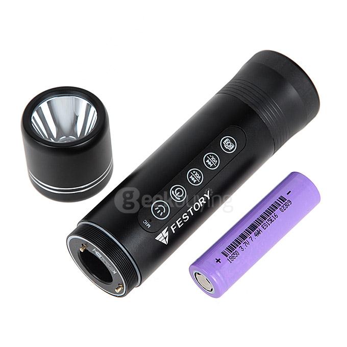 FESTORY X6S IP65 Multifunctional Bluetooth Speaker Mountain Bike Flashlight with Replaceable Battery High-bright Torch - Black