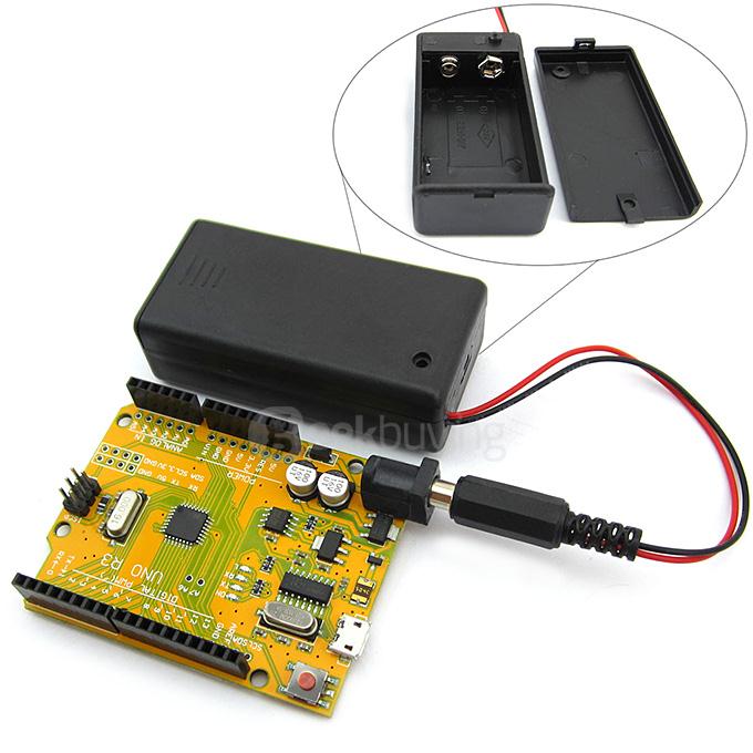 Portable UNO R3 ATmega328P Development Board Improved Version + 9V Battery Case for Arduino
