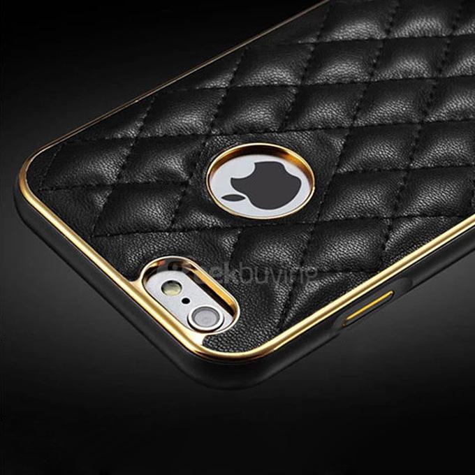 Genuine Leather Protective Case Cover with Metal Frame for iPhone 6 Plus - Black