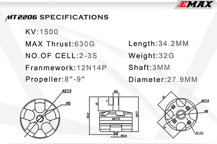 Emax MT2206 1500KV CW Brushless Motor For Mini Multicopter