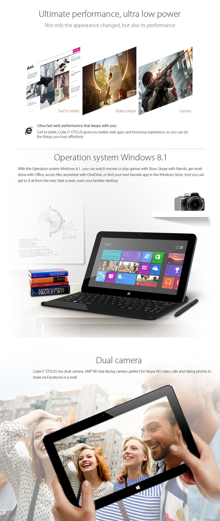 CUBE i7 Stylus Win 8.1 Intel Core-M Dual Core 2.0GHz 4GB/64GB 10.6 Inch Tablet PC + Cube CDK02 Magnetic Touchpad Keyboard