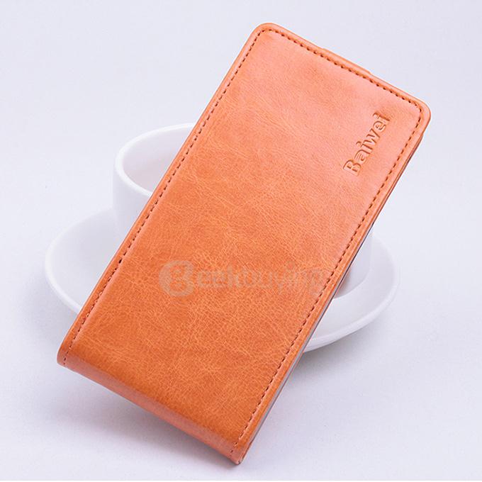 Protective Hard Cover Up&Down Flip Stand Leather Case for Kingzone Z1 Smartphone - Orange