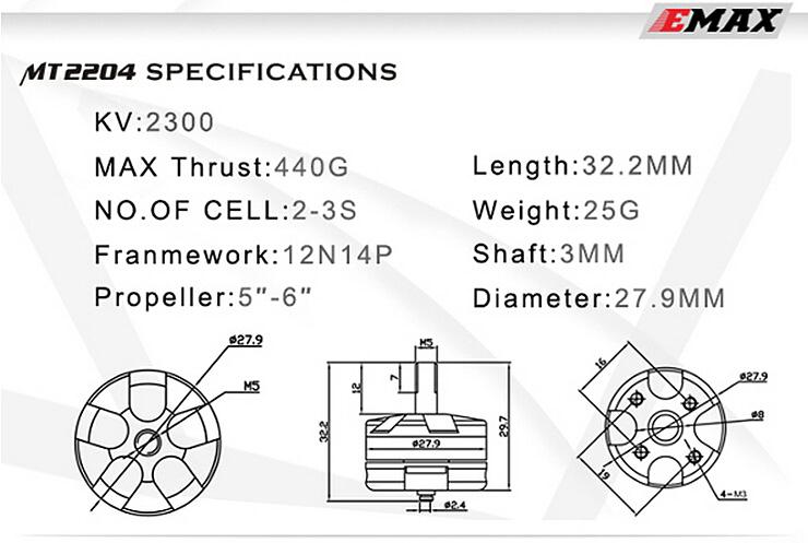 Emax MT2204 2300KV CCW Brushless Motor For QAV250