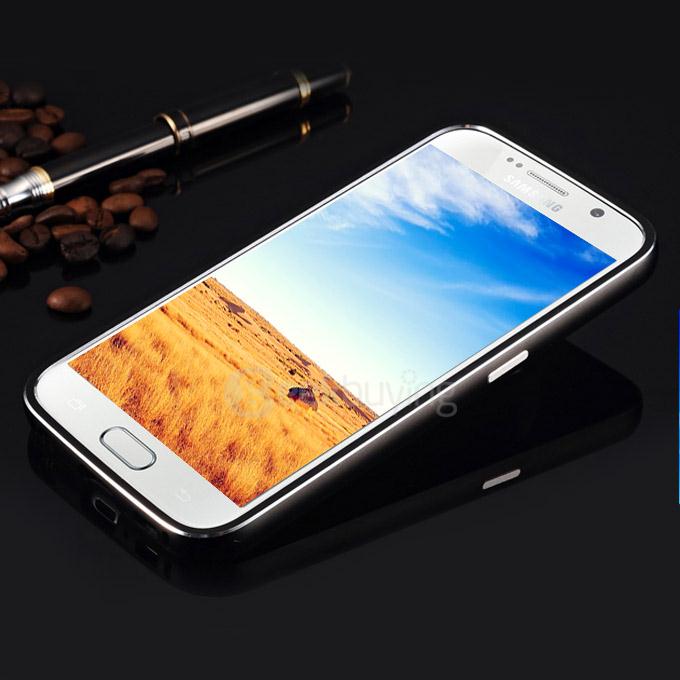 Metal Bumper Shockproof Protect Slim Back Case Cover For Samsung Galaxy S6 i9200 - Black