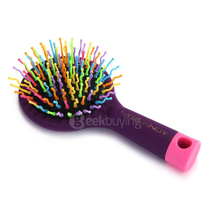 2 in 1 Rainbow Comb Volume Hair Brush Hairdressing Mirror Tool Travel Household Necessity