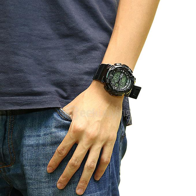BD5517G Fashion Men LED Backlight Electronic Sports Watch with Digital Time Date Display - Black