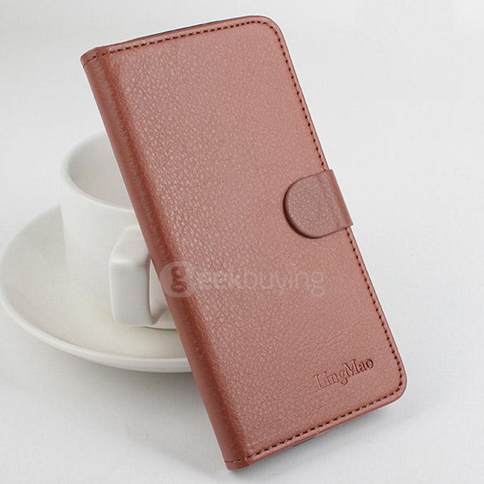 Protective Hard Cover Flip Stand Leather Case for Elephone P8000 Smartphone - Brown