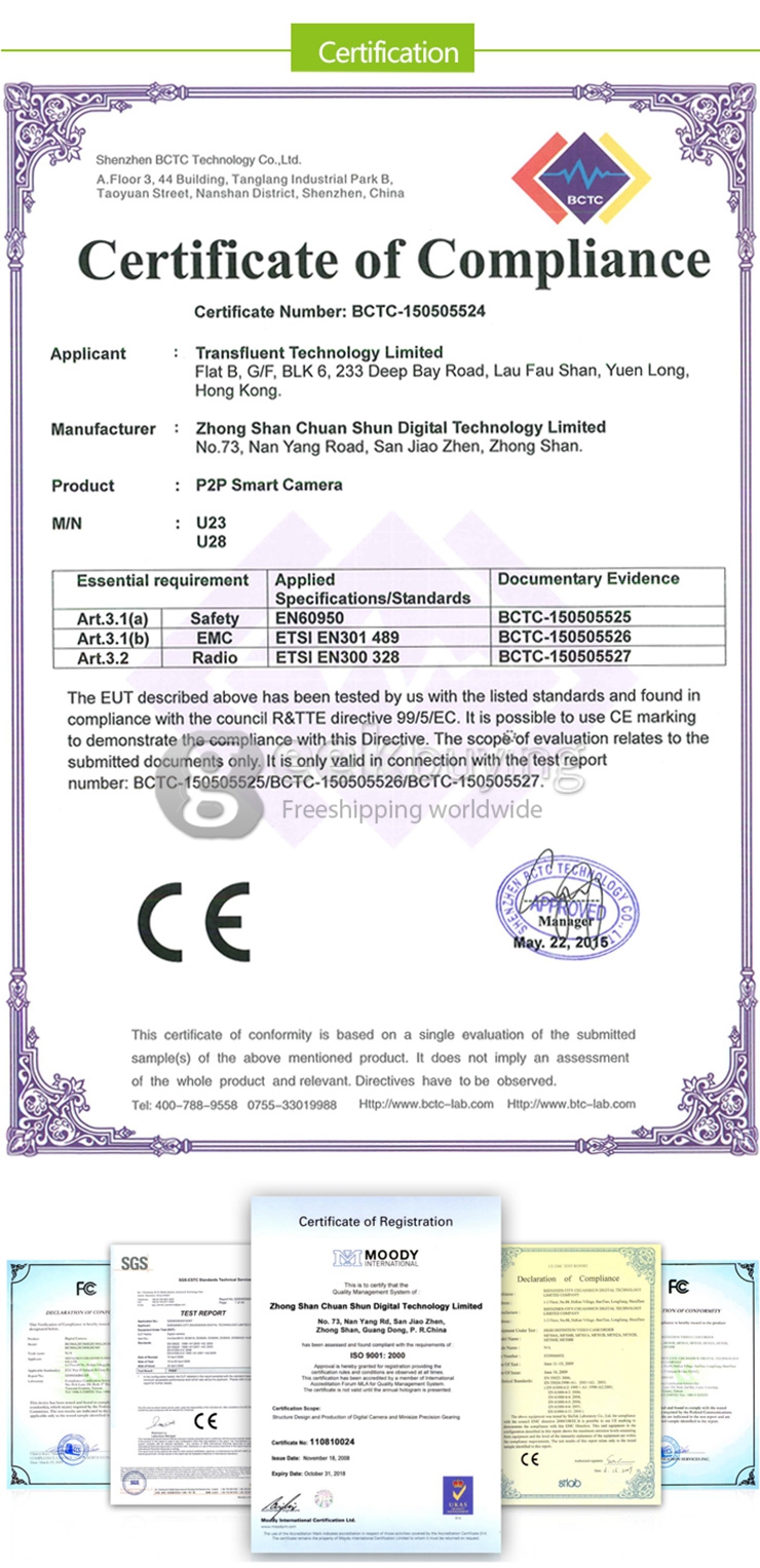 Transfluent U23 Home Security Wifi Remote Control / Phone Control Mini Camera Lamp Holder Powerded E27 Interface - Black