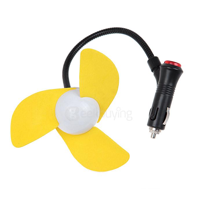 KX-C002 Mini Car Accessories Powered 3-Blade Cooling Fan - Yellow