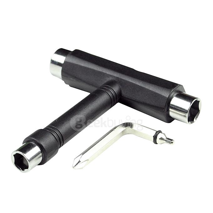 Skate T TOOL Skateboard Universal T Wrench Longboard Tools Mini T Wrench Spanner - Black