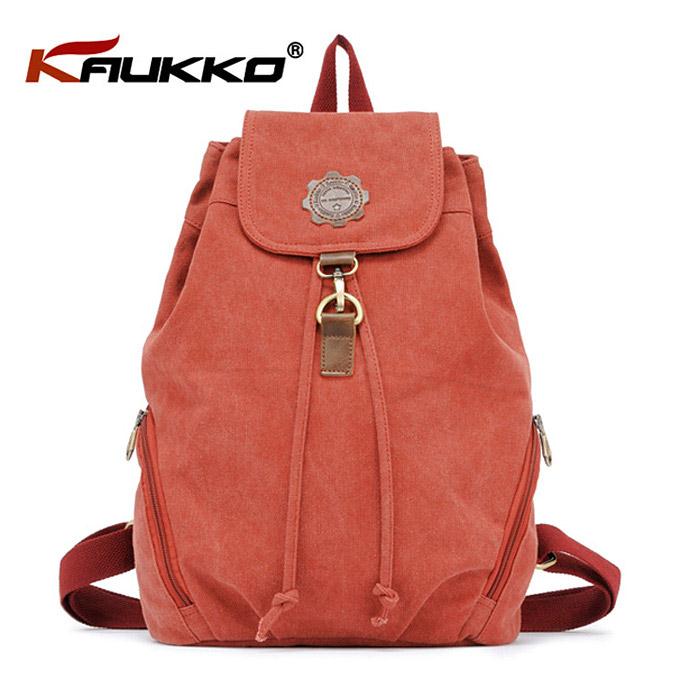 Kaukko FJ19 Fashionable Vintage Shoulder Backpack Universal Canvas Travel Bag Schoolbag - Watermelon Red