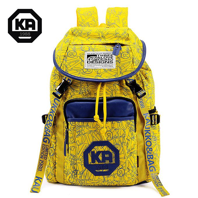 Kaukko FP63 Vintage Canvas Backpack Korean Style Casual Daypack - Yellow