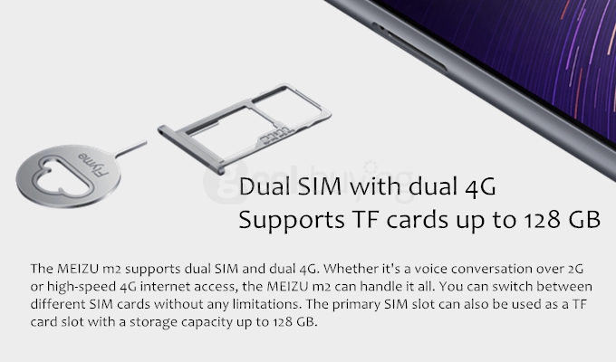 MEIZU M2 Mini 5.0inch 4G Android 5.1 Flyme 4.5 2GB 16GB Smartphone 64bit MT6735 Quad Core 13.0MP 5.0MP Miracast - Gray