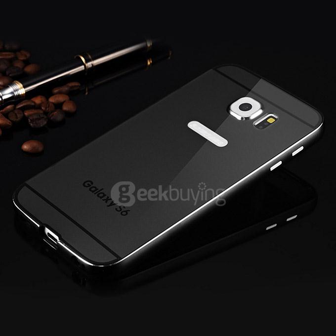 Metal Bumper Shockproof Protect Slim Back Case Cover For Samsung Galaxy S6 i9200 - Black