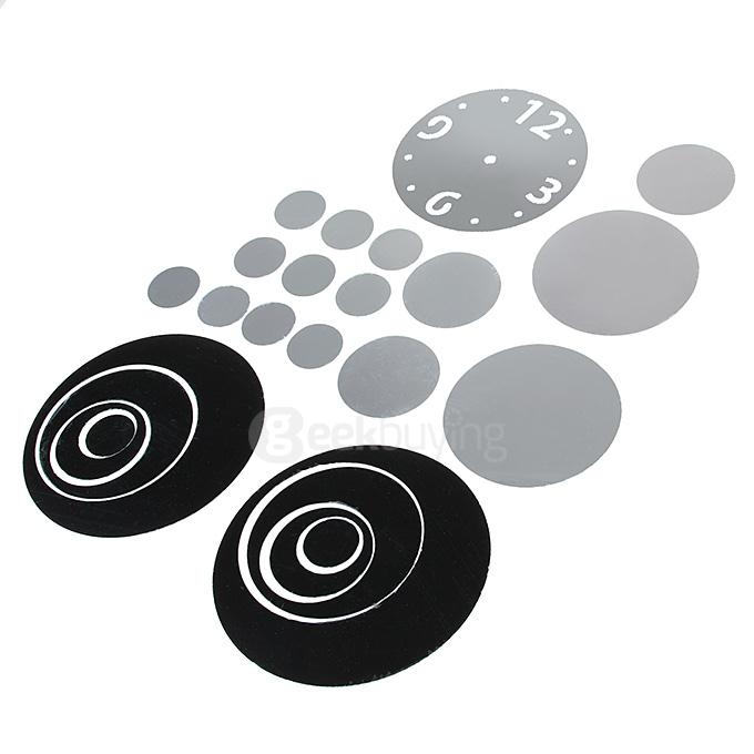 DIY Removable Wall Sticker Clock Mirror Style DIY Art Decal Mural for Home Decor - Black Silver