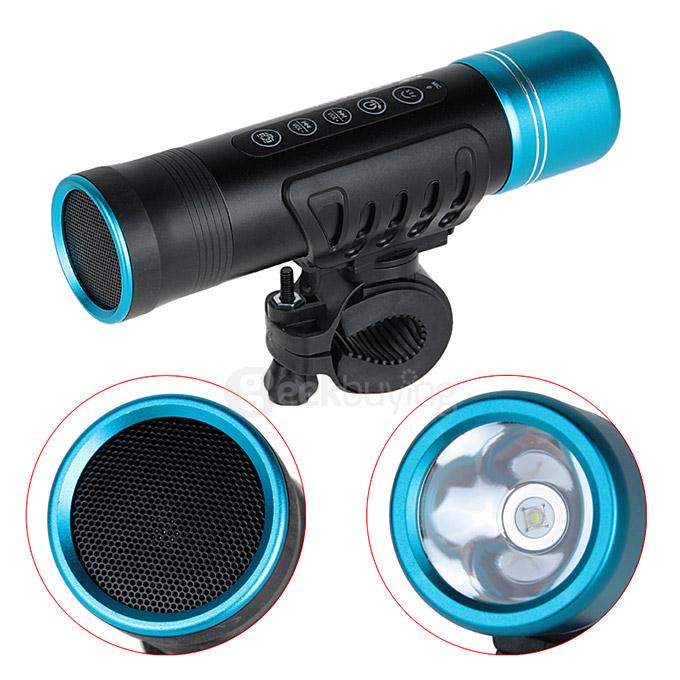 FESTORY X6S IP65 Multifunctional Bluetooth Speaker Mountain Bike Flashlight with Replaceable Battery High-bright Torch - Blue/Black