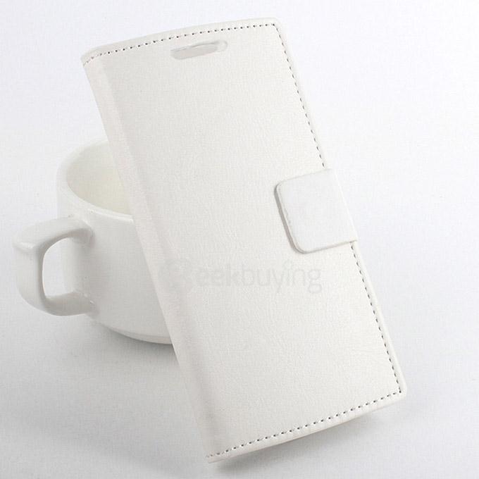 Protective Hard Cover Flip Stand Leather Case for Elephone P8000 Smartphone - White