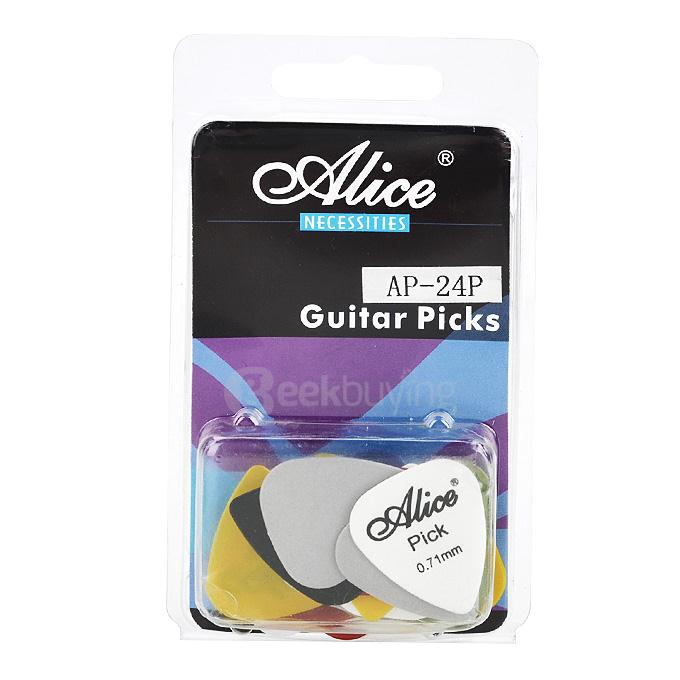 24Pcs/Set Alice AP-24P Plastic ABS Guitar Picks 0.58/0.71/0.81mm Thickness - Multi Colors