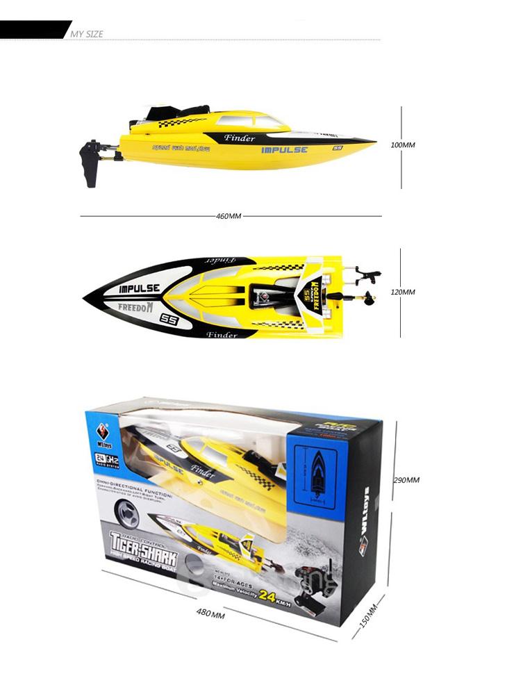 WLToys WL912 2.4G Radio Control 24KM/H RC Speed Racing Boat - Yellow