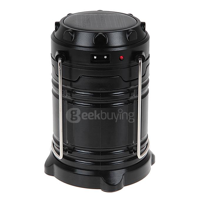 Y03 Solar Power Rechargeable 7-LED Camping Light With USB Interface - Black