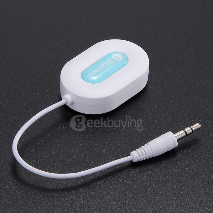BM-E9 Bluetooth Stereo Audio Receiver Hi-Fi A2DP BM-E9 BT3.0 AUX Car Kit With 3.5MM Adapter/ Built-in Battery - White