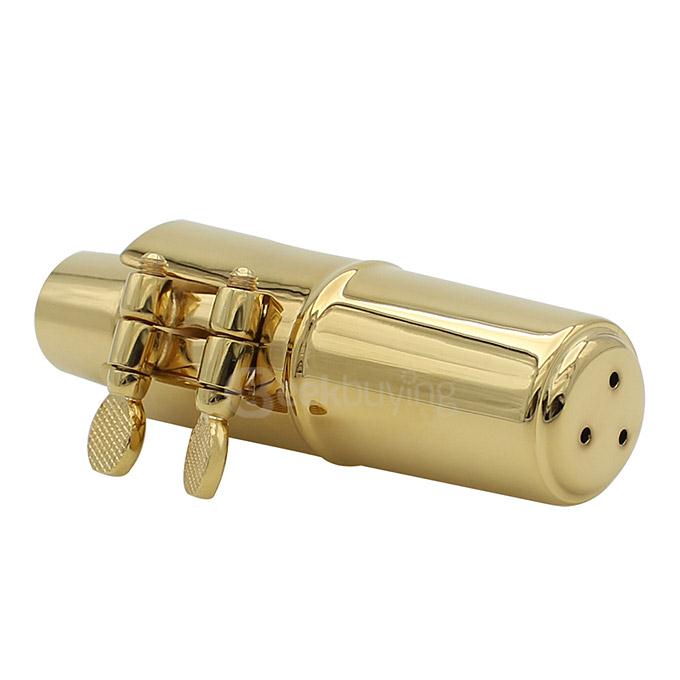LADE Alto Saxophone Metal Mouthpiece + 2 Pcs Mouthpiece Cushions #7 - Golden + Black