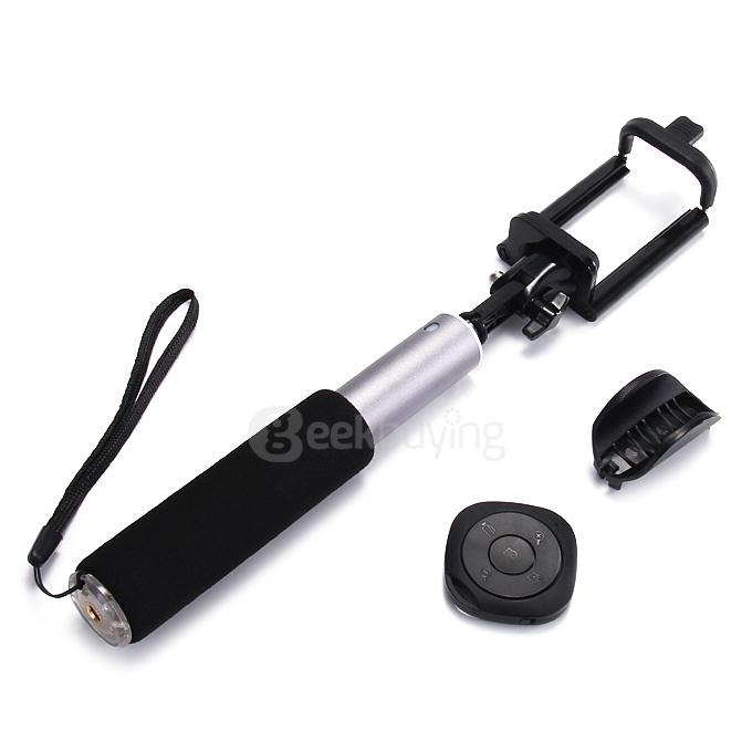 Original Hooc HO-SF812 Bluetooth 3.0 Selfie Stick Collapsible Adjustable Monopod Handle Stick Self Pole For iOS Android - Silver+Black