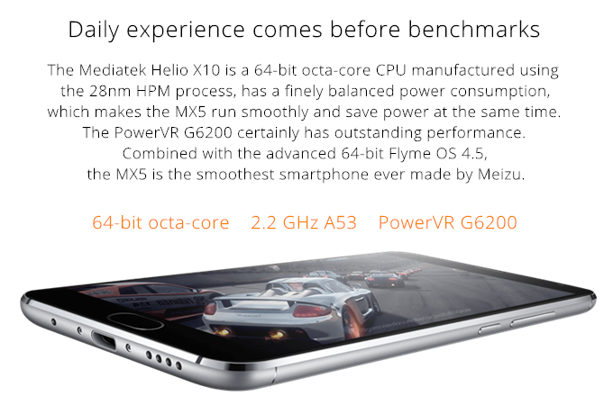 MEIZU MX5 4G 5.5inch FHD Flyme 4.5 3GB 32GB Smartphone 64bit MTK Helio X10 Turbo Octa Core Touch ID mCharge 3150mAh - Silver White