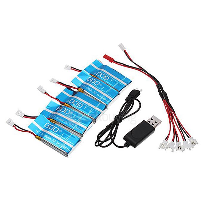 1 To 5 3.7V 600mAh 25C Lipo Battery For Syma X5-16 X5C X5SW-1 H5C