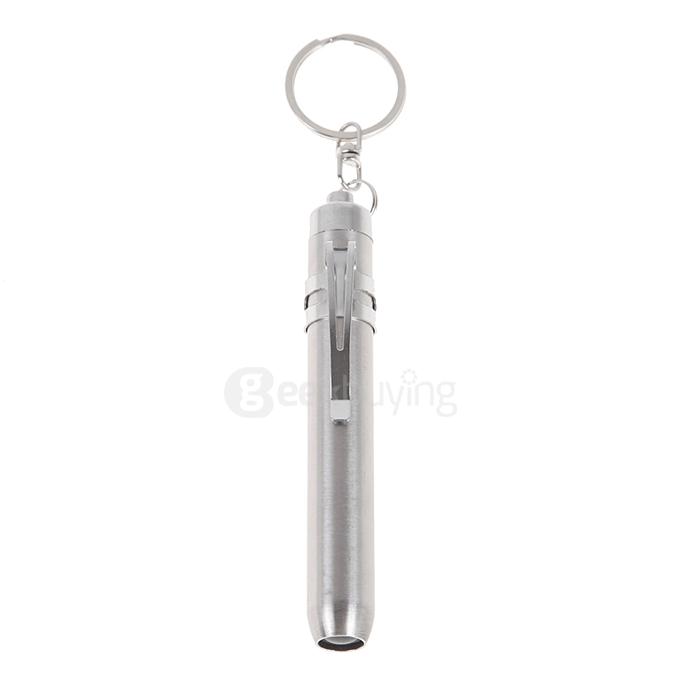 KX-902 Stainless Steel Mini LED Pen Light White Light Penlight Flashlight w/ Clip 1 xAAA