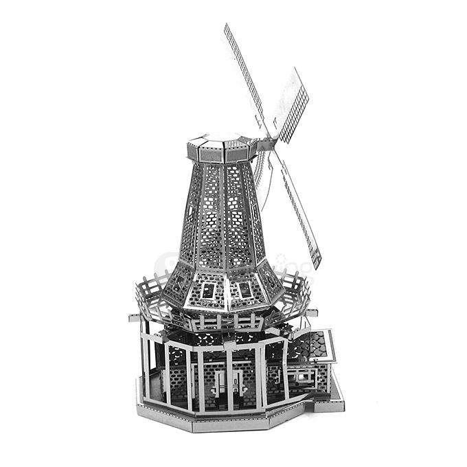 MINI DIY 3D Nanometal Model Dutch Windmill Puzzle - Silver