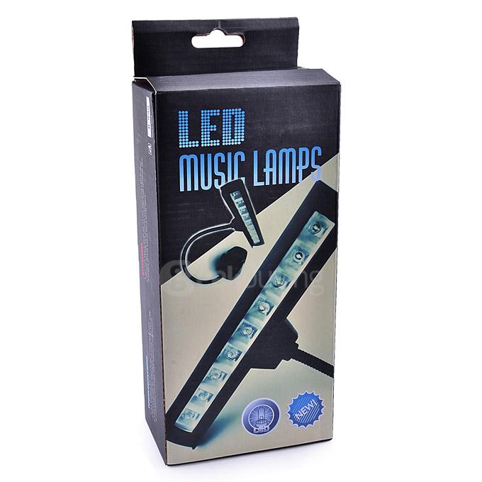 Flexible Rechargeable 9 LEDs Clip-On Orchestra Music Stand Piano Lamp Light - Black