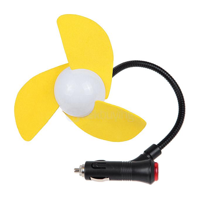 KX-C002 Mini Car Accessories Powered 3-Blade Cooling Fan - Yellow