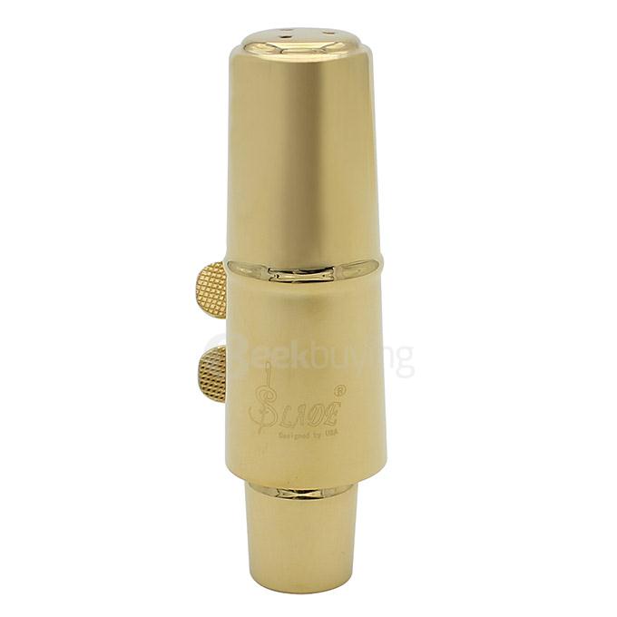 LADE Alto Saxophone Metal Mouthpiece + 2 Pcs Mouthpiece Cushions #7 - Golden + Black