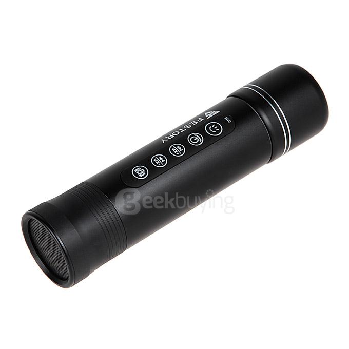 FESTORY X6S IP65 Multifunctional Bluetooth Speaker Mountain Bike Flashlight with Replaceable Battery High-bright Torch - Black