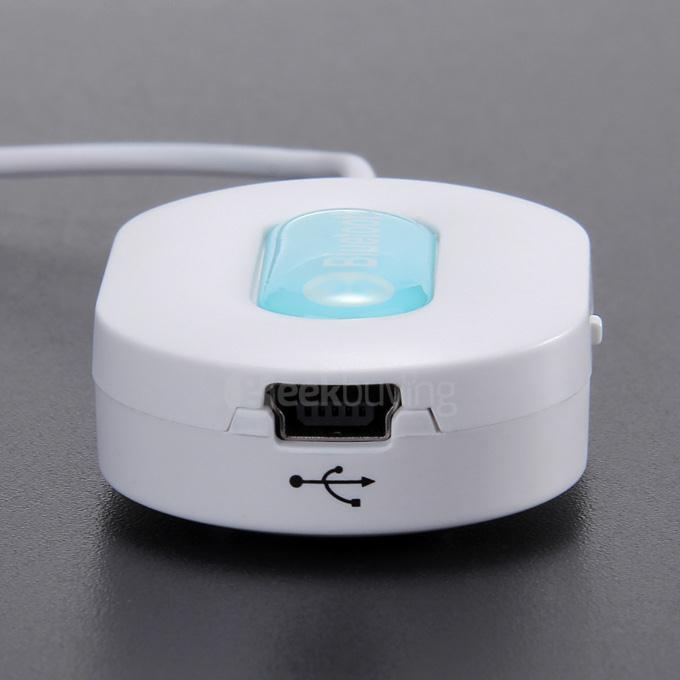 BM-E9 Bluetooth Stereo Audio Receiver Hi-Fi A2DP BM-E9 BT3.0 AUX Car Kit With 3.5MM Adapter/ Built-in Battery - White
