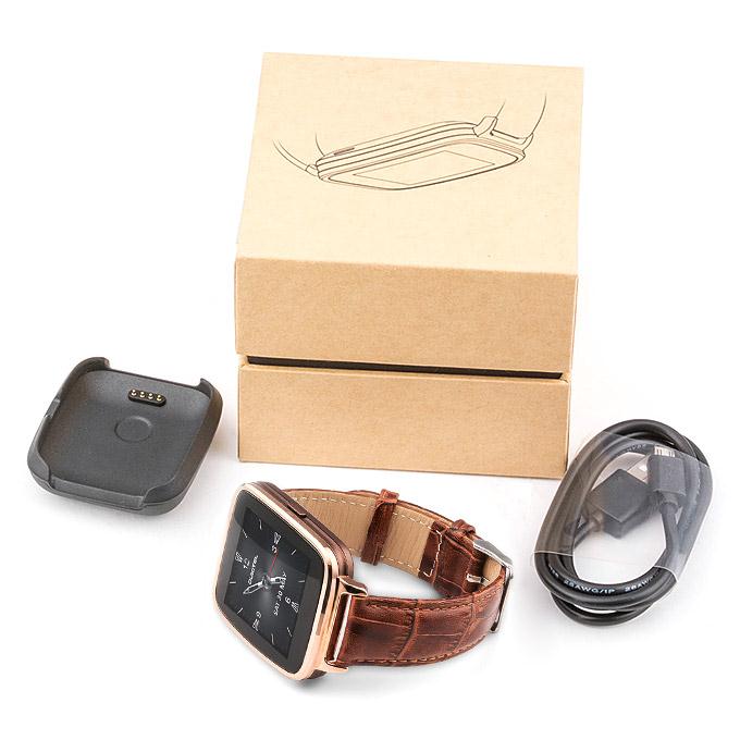 OUKITEL A28 1.54' Bluetooth Smart Watch MT2502A BT4.0 With Genuine Leather Strap For iOS Android - Golden