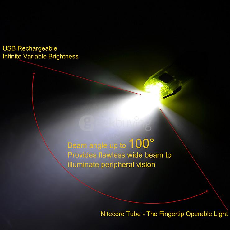 NITECORE Portable Rechargeable Mini USB Flashlight Light Tube High Performance - Green