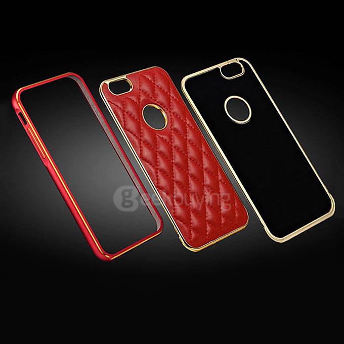 Genuine Leather Protective Case Cover with Metal Frame for iPhone 6 Plus - Black