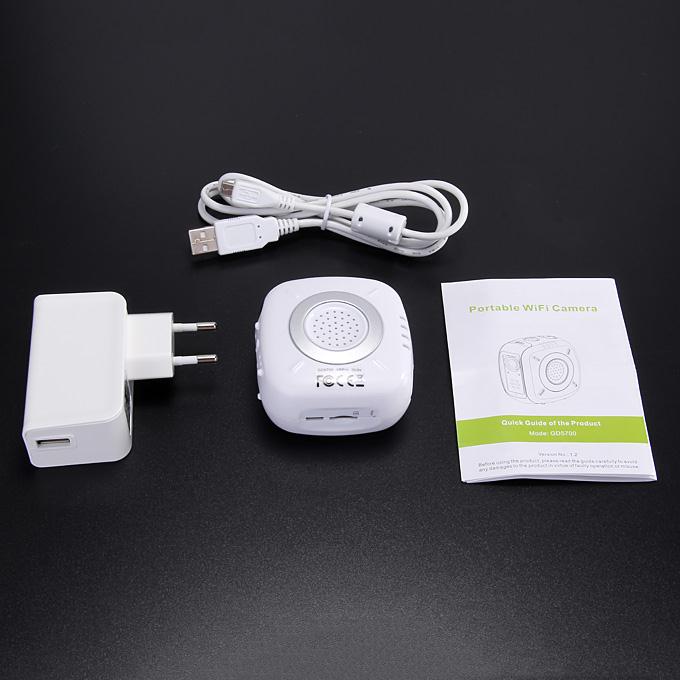 GD5700 Portable DV/DVR WiFi Remote Outdoor Camera 720P Video Recording & Two-way Audio - White + Black
