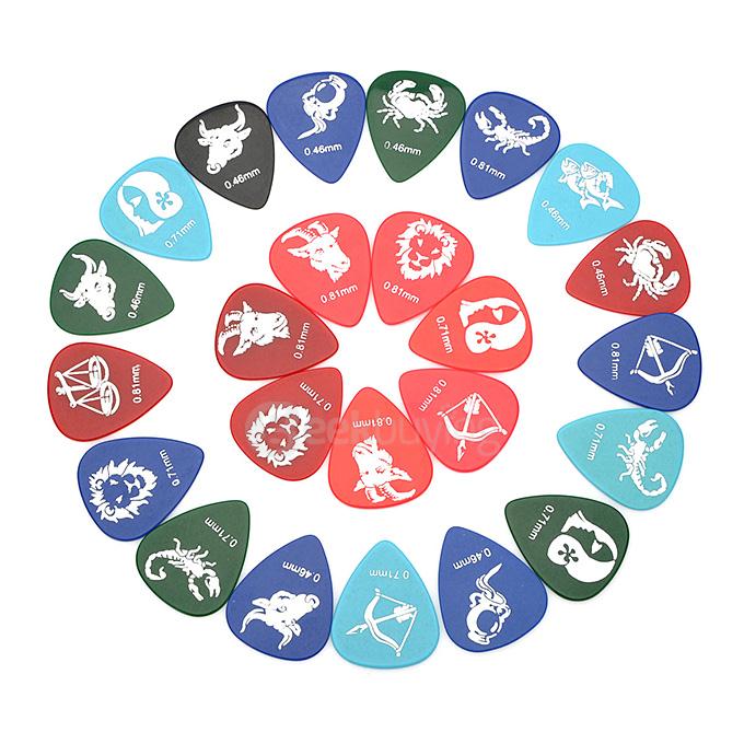 24Pcs/Set Alice AP-24C Constellation Design Celluloid Guitar Picks 0.46/0.71/0.81mm Thickness - Multi Colors