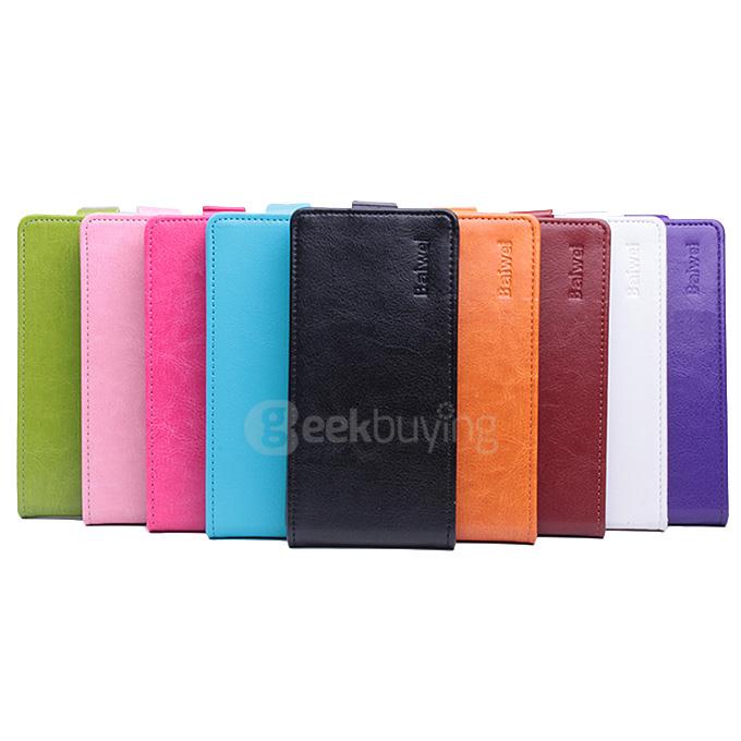 Protective Hard Cover Up&Down Flip Stand Leather Case for Kingzone Z1 Smartphone - Orange