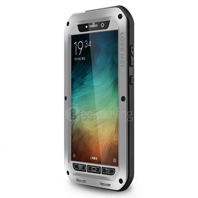 Lovemei Dirt/Snow/Shockproof Powerful Metal Gorilla Glass Cover Case For Xiaomi Mi Note - Silver