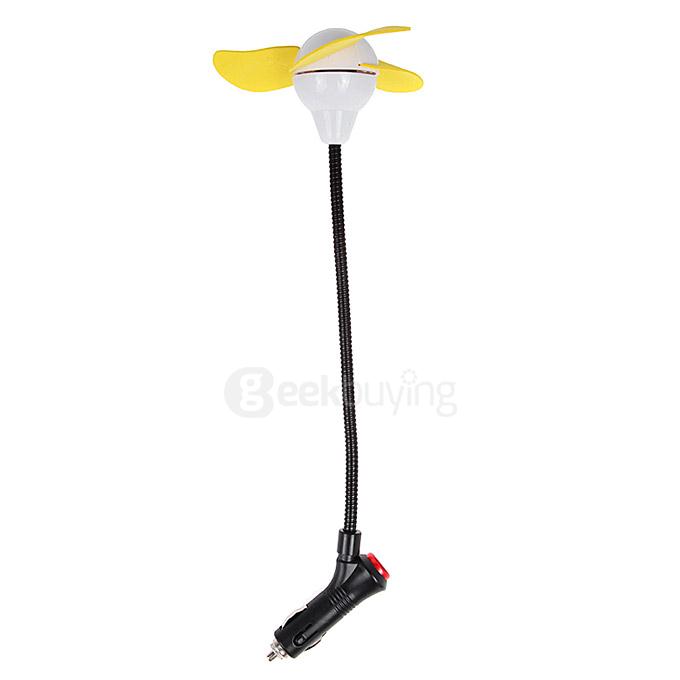 KX-C002 Mini Car Accessories Powered 3-Blade Cooling Fan - Yellow