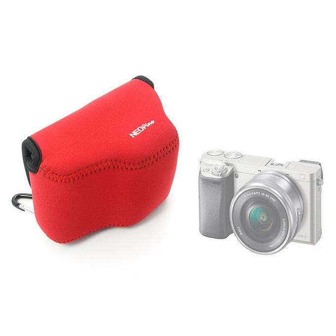 NEOpine Waterproof Soft Triangle Case Bag Pouch For Sony Alpha A6000 16-50mm Lens - Red